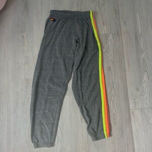 Aviator Nation 5 Stripe Sweatpants | XS | Heather Grey | Worn